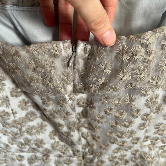Lucy in the Sky Embroidered Floral Mini Dress Size Large Gray Party Bachelorette - Picture 9 of 11